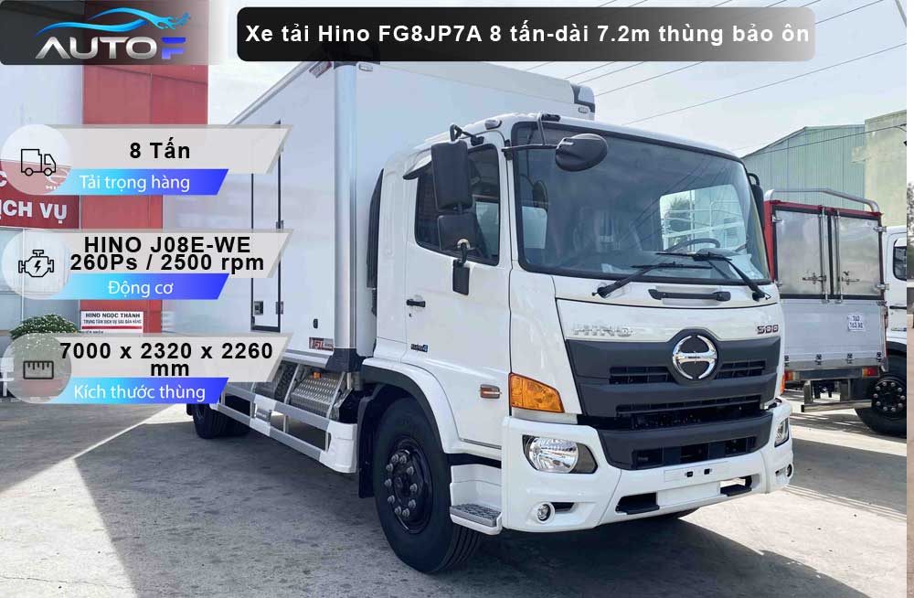 Xe tải Hino FG8JP7A (8 tấn - dài 7.2m) thùng bảo ôn